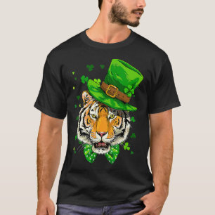 St Patricks Day Tiger Shamrock Tiger Lover Irish T-Shirt