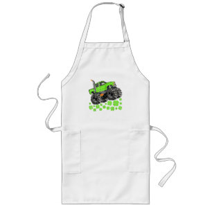St Patricks Day Toddler Lucky Monster Truck Long Apron
