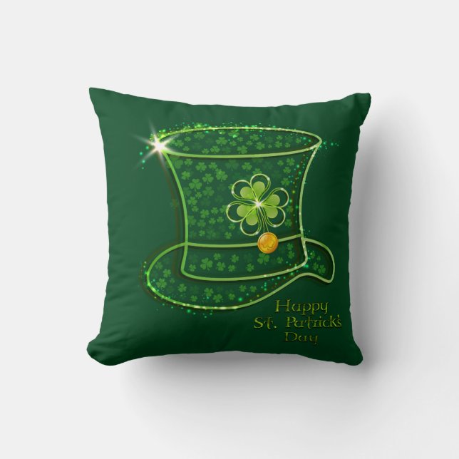 St. Patrick's Day Top Hat & Coins Cushion (Front)