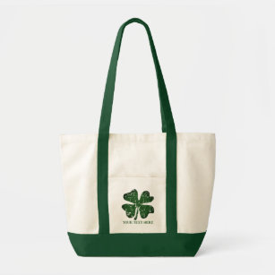 St Patricks Day tote bag with green lucky clover