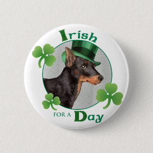 St. Patrick's Day Toy Manchester Terrier 6 Cm Round Badge