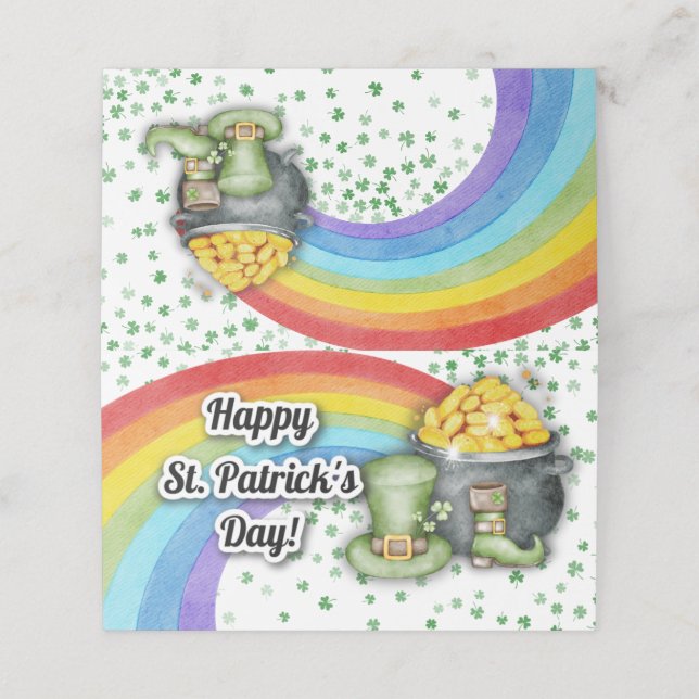 St Patrick's Day Treat Bag Topper, DIY Goodie Bag  Place Card (Outside Unfolded)
