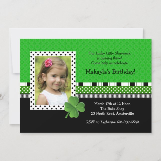 St. Patrick's Day Trendy Photo Invitation (Front)