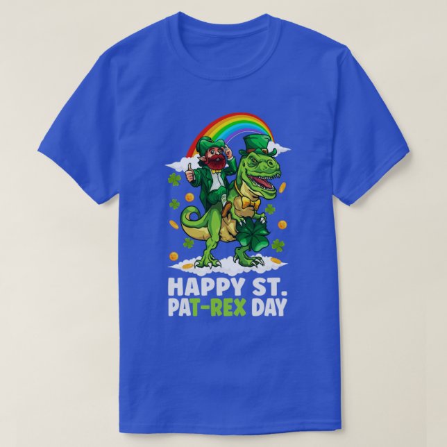 St Patricks Day Trex Dino Leprechaun T Rex Dinosau T-Shirt (Design Front)