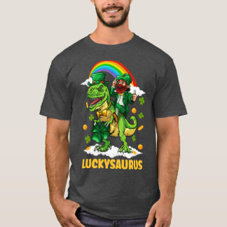 St Patricks Day Trex Dino Leprechaun T Rex Dinosau T-Shirt