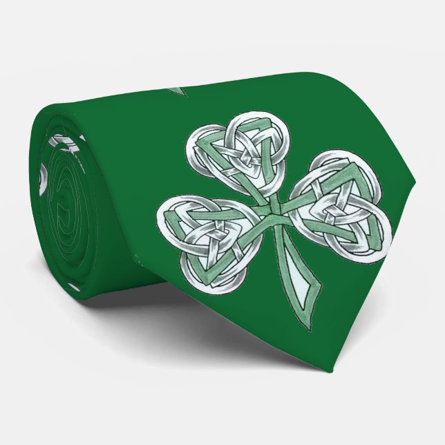 St. Patrick's Day Trinity Knot Shamrock Tie (Rolled)