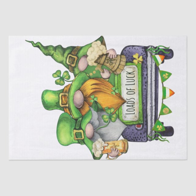 St. Patrick's Day Truck Gnomes Tissue Paper (Front)