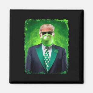 St Patricks Day Trump 47th President Blowing Magnet