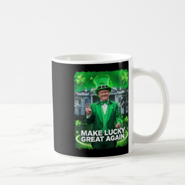 St Patricks Day Trump Leprechaun Hat Make Lucky Coffee Mug (Right)