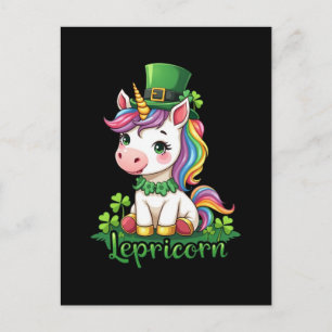 St Patricks Day Unicorn Cute Saint Pattys Girls Holiday Postcard