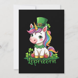 St Patricks Day Unicorn Cute Saint Pattys Girls Invitation