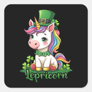 St Patricks Day Unicorn Cute Saint Pattys Girls Square Sticker