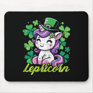 St Patricks Day Unicorn Lepricorn Saint Pattys Gir Mouse Pad