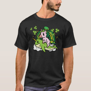 St Patricks Day Unicorn On Narwhal Irish Girls Kid T-Shirt