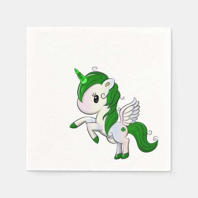 St. Patrick's Day Unicorn Pegasus Napkin (Front)