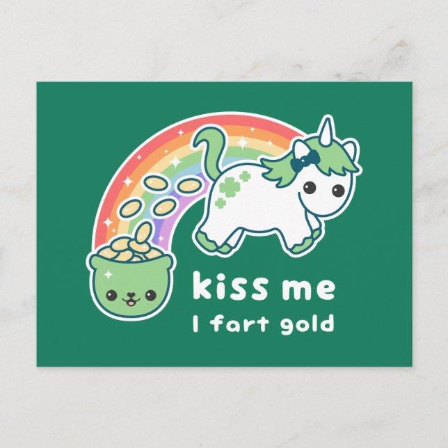 St. Patrick's Day Unicorn Postcard (Front)
