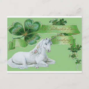St Patrick's Day Unicorn Postcard