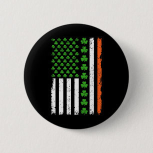 St Patricks Day Us American Flag Shamrocks Men Wom 6 Cm Round Badge