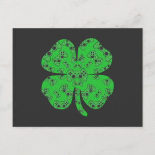 St Patricks Day Video Game Controller Shamrock Holiday Postcard