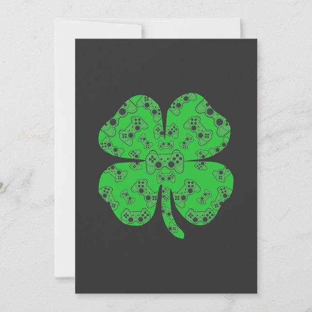 St Patricks Day Video Game Controller Shamrock  Invitation (Front)