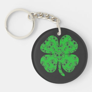 St Patricks Day Video Game Controller Shamrock  Key Ring