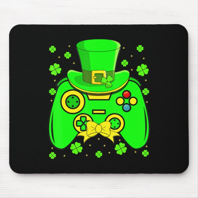 St Patrick's Day Video Game Shamrock Matching Men  Mouse Pad (Front)