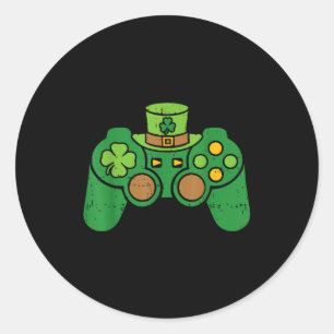 St patricks day video games shamrock saint pattys classic round sticker