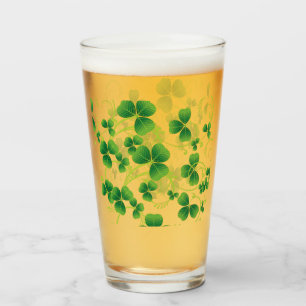 St. Patricks Day Vine & Shamrock Clovers Glass