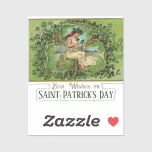 St. Patrick's Day Vintage Girl with Shamrocks 