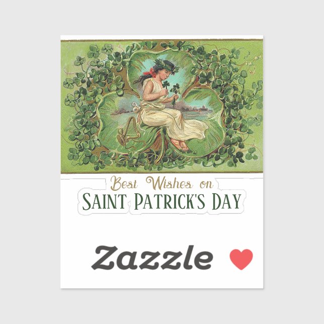 St. Patrick's Day Vintage Girl with Shamrocks  (Sheet)