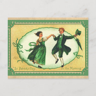 St Patricks Day Vintage Irish Dancing Couple Postcard