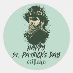 St. Patrick's Day vintage Shamrock personalise Classic Round Sticker