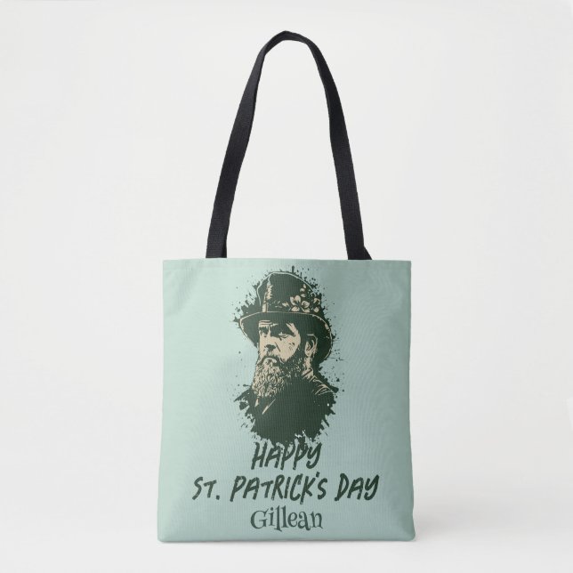 St. Patrick's Day vintage Shamrock personalise Tote Bag (Front)