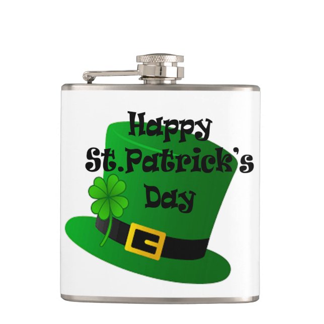 St. Patricks Day Vinyl Wrapped Flask (Front)