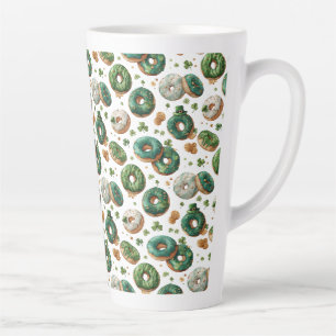 St Patricks Day Watercolor Donut & Shamrock Latte Mug