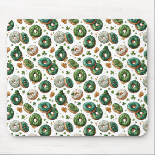 St Patricks Day Watercolor Donut & Shamrock Mouse Pad