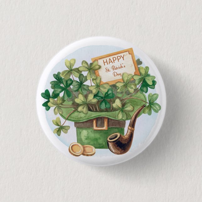 St. Patrick's Day Watercolor Spectacular Button (Front)