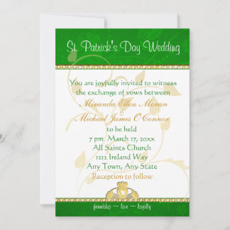 St. Patrick's Day Wedding Invitation Claddaugh