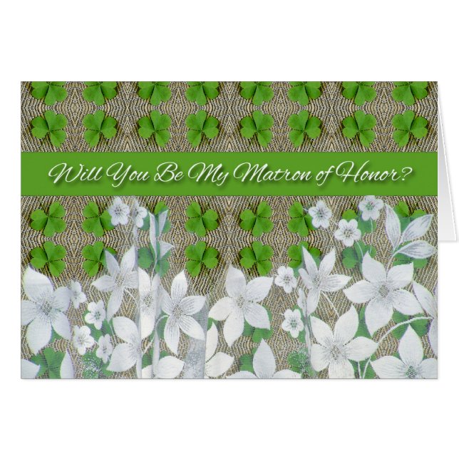 St. Patrick's Day Wedding, Matron of Honour Invite (Front Horizontal)