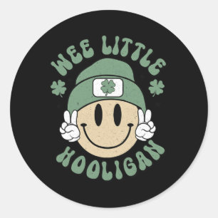 St Patricks Day Wee Little Hooligan Boys Girls Kid Classic Round Sticker