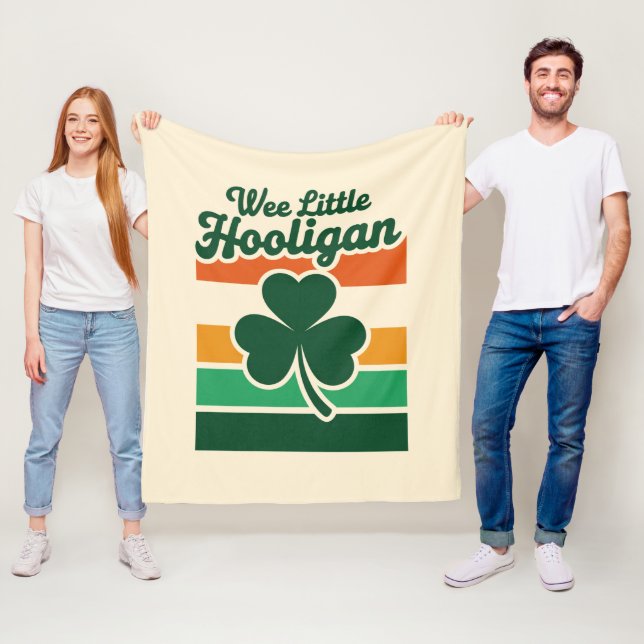 St Patricks Day Wee Little Hooligan Funny  Fleece Blanket (In Situ)
