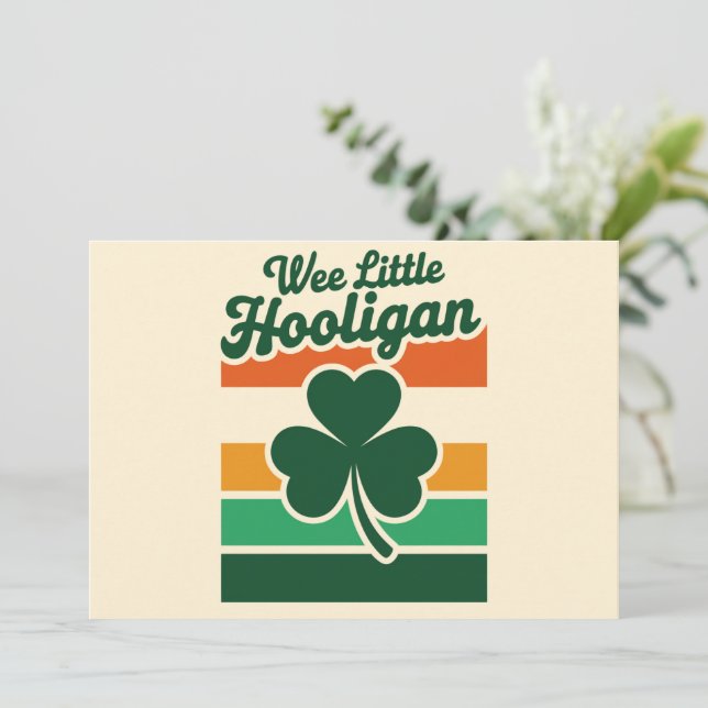 St Patricks Day Wee Little Hooligan Funny  Invitation (Standing Front)