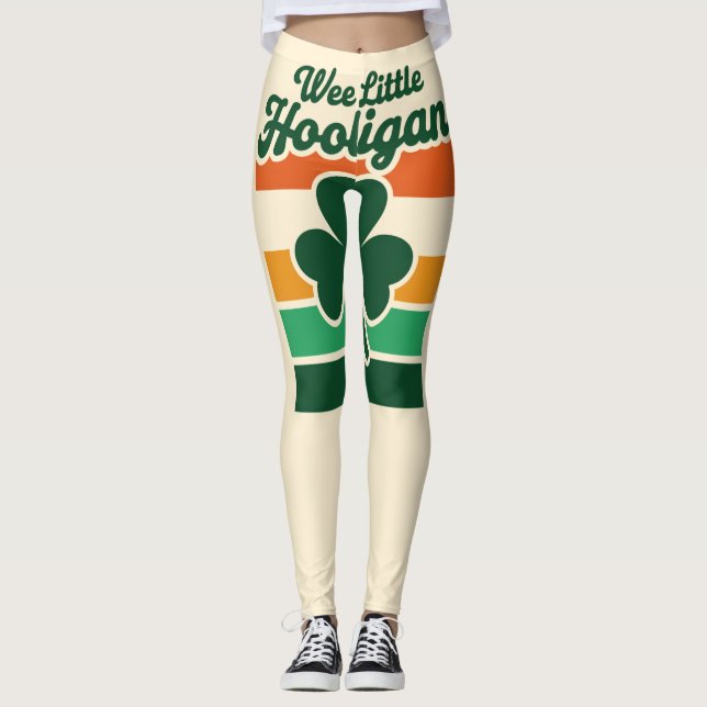 St Patricks Day Wee Little Hooligan Funny  Leggings (Front)