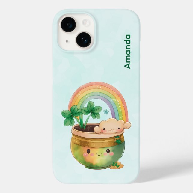 St. Patrick's Day Whimsical Rainbow & Clover Case-Mate iPhone Case (Back)