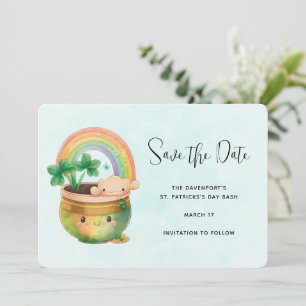 St. Patrick's Day Whimsical Rainbow & Clover Save The Date