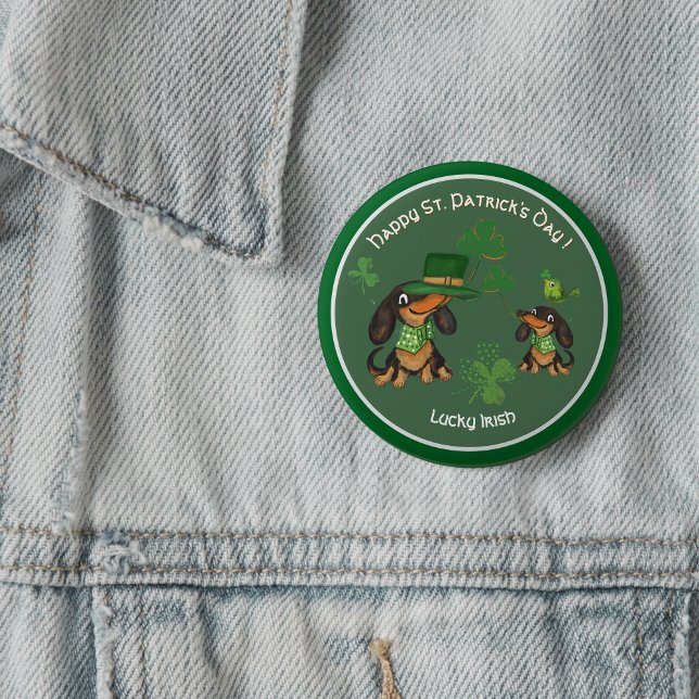  ST. Patrick's Day whimsy cute  Dachshunds 6 Cm Round Badge ( ST. Patrick's Day whimsy cute Dachshunds Button
)