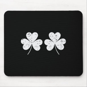 St Patricks Day White Clovers Chest Saint Paddys I Mouse Pad