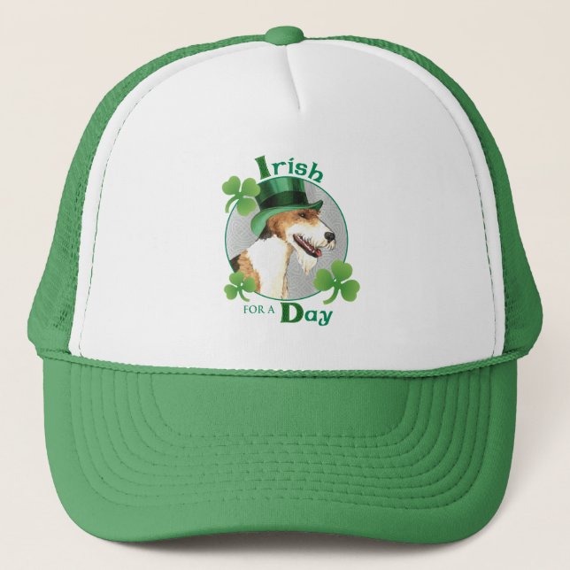 St. Patrick's Day Wire Fox Terrier Trucker Hat (Front)