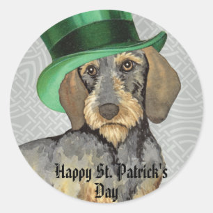 St. Patrick's Day Wirehaired Dachshund Classic Round Sticker