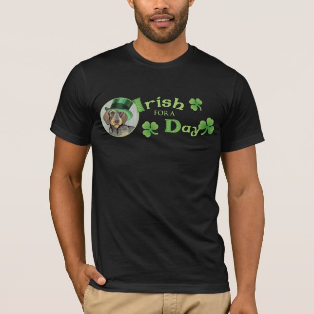 St. Patrick's Day Wirehaired Dachshund T-Shirt (Front)